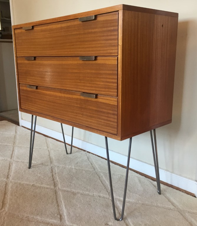 Midcentury modern chest of drawers with hairpin legs