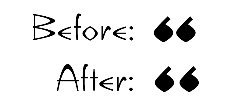 altered punctuation dot spacing before and after